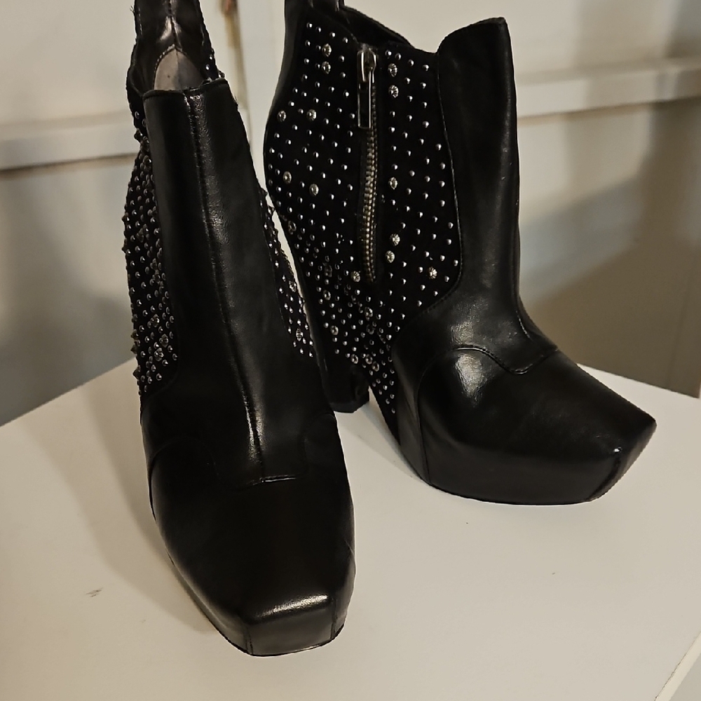 Studded Black Ankle Boots